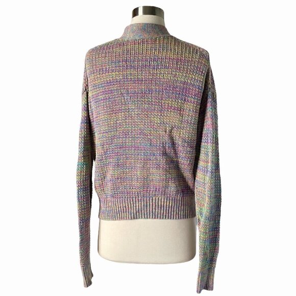 RE/DONE 90s Oversized Crop Cardigan Small Rainbow Knit Multicolor Sweater - Picture 3 of 7